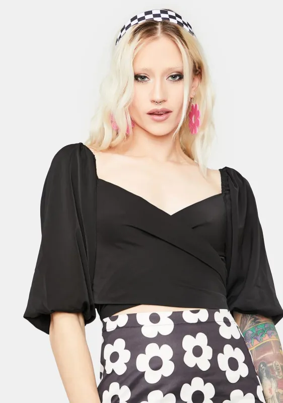 Night Perfect Poetry Puff Sleeve Crop Top sold by Dolls Kill