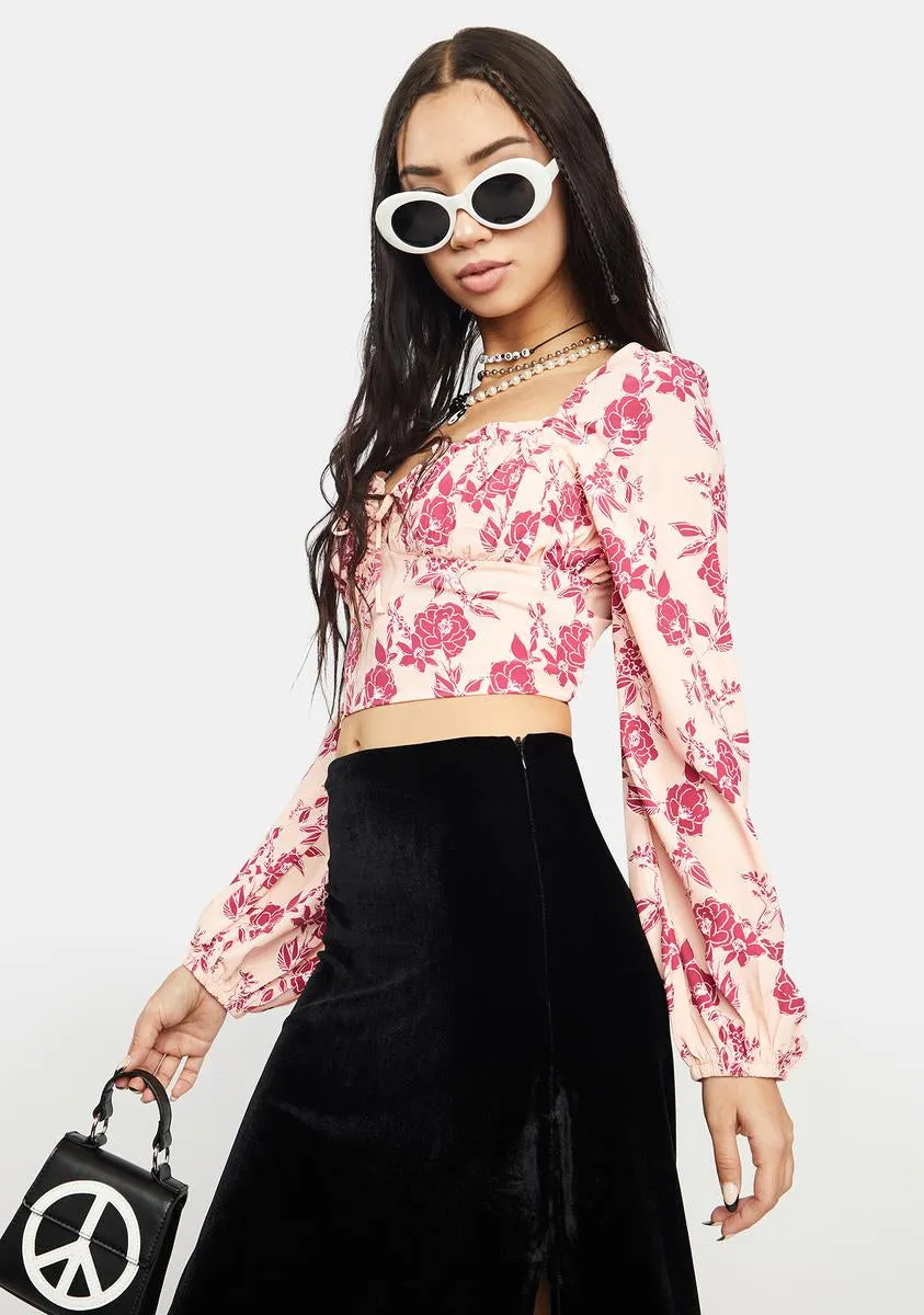 Peach Pink Floral Top sold by Dolls Kill product image thumbnail 2