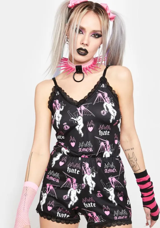 Ski Mask Angel Lace Romper sold by Dolls Kill