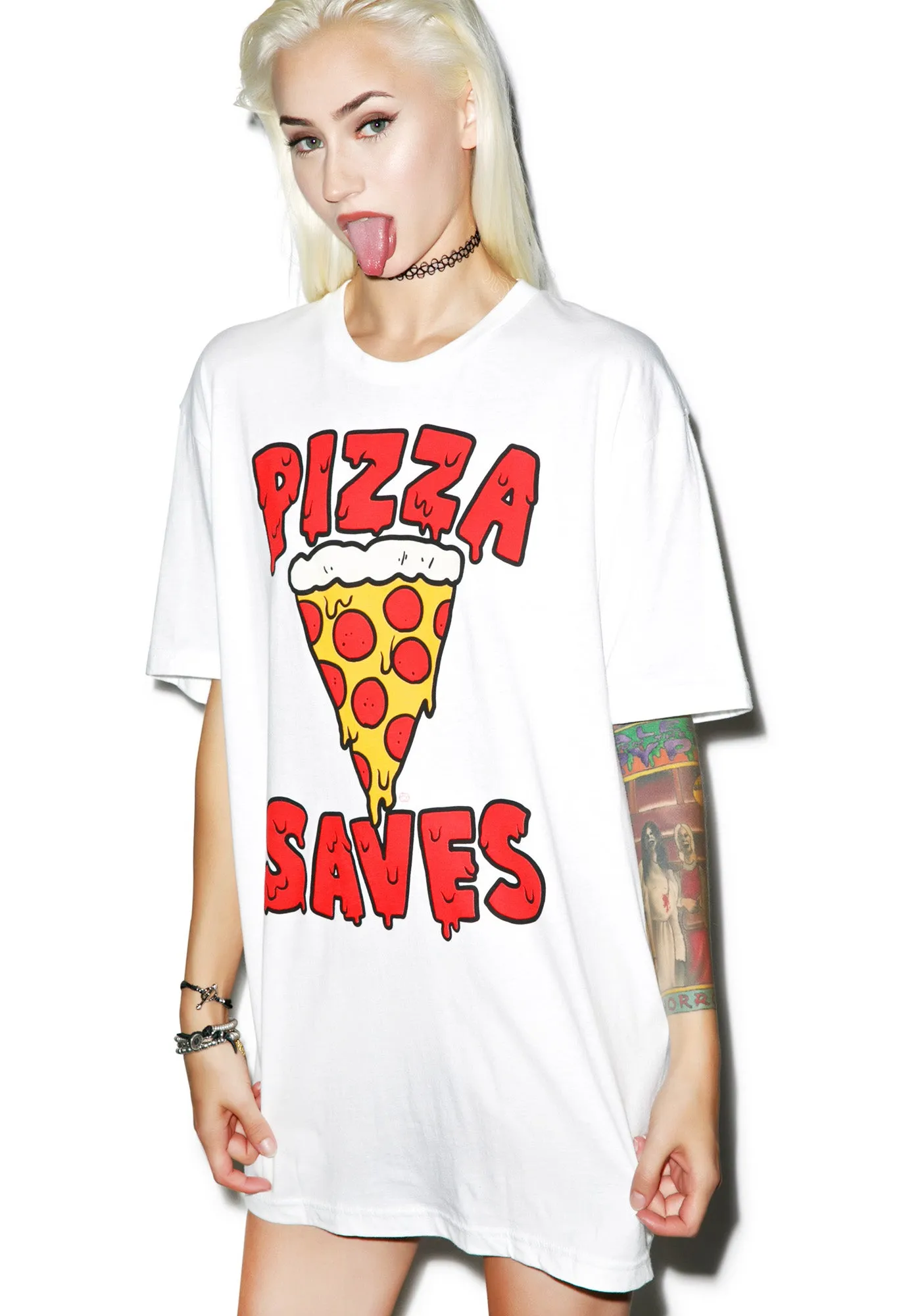 Pizza Saves Tee sold by Dolls Kill product image thumbnail 4