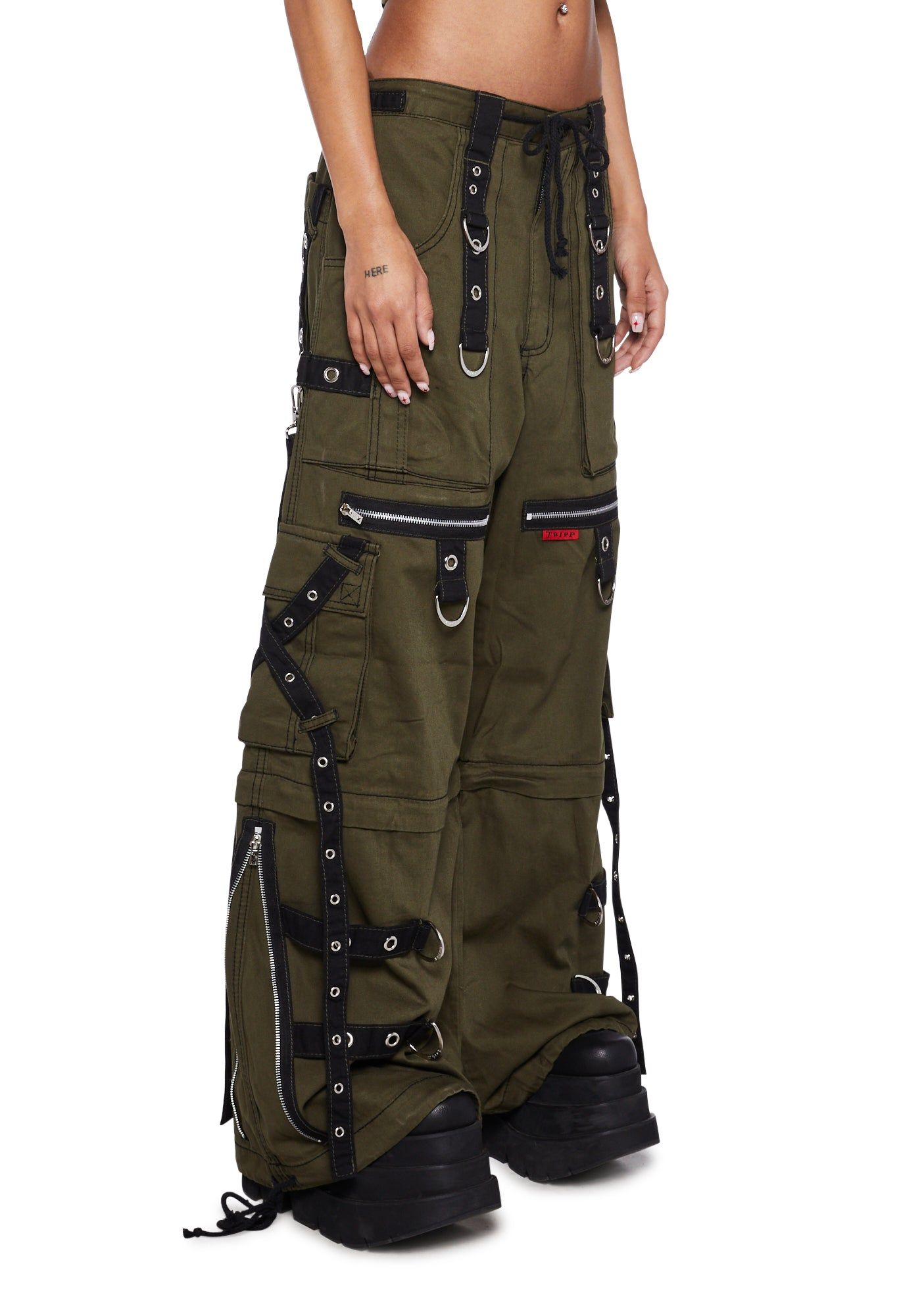 X-Strap Zip Off Pants- Green sold by Dolls Kill product image thumbnail 3