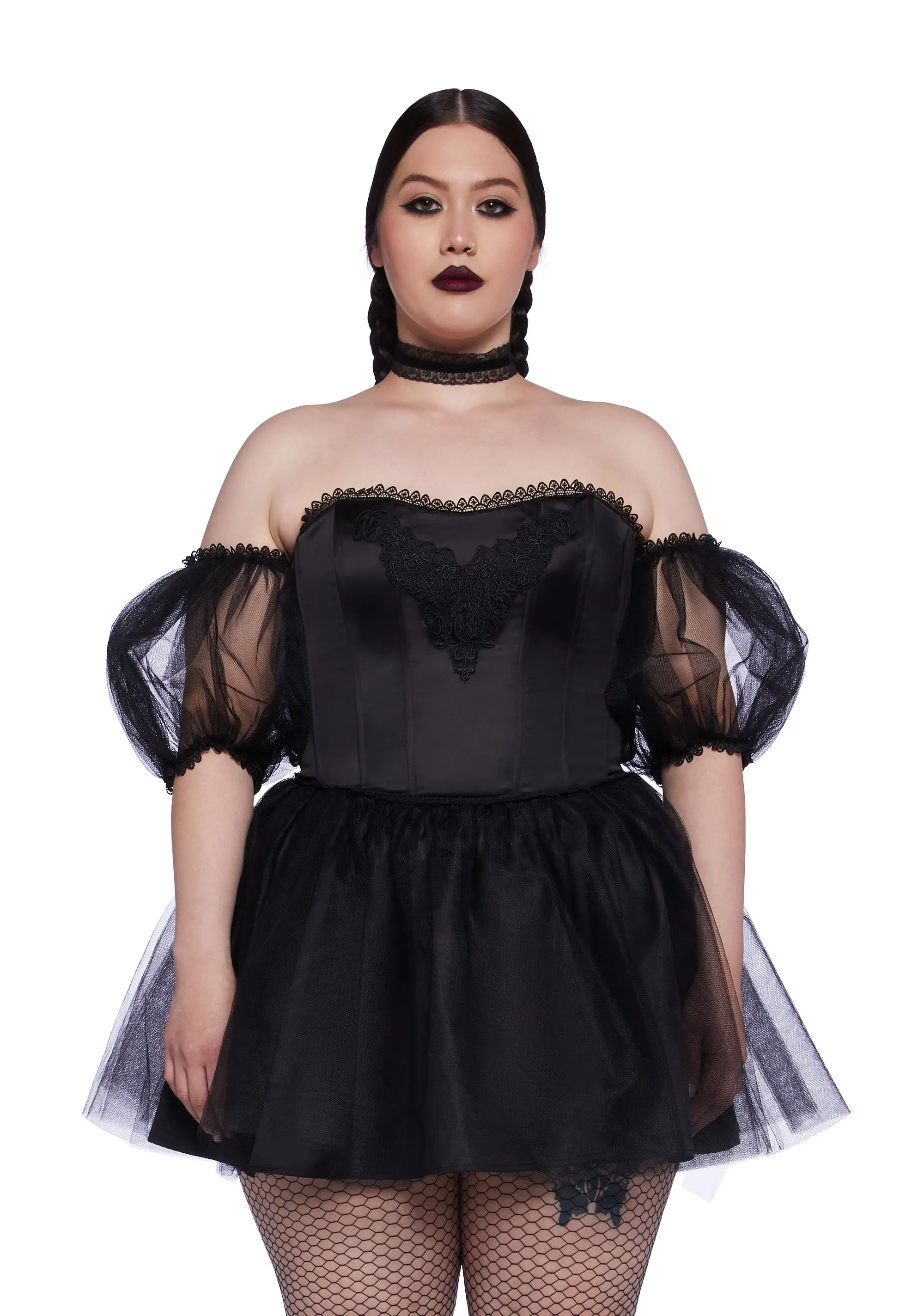 Plus Eternal Sacrifice Mini Dress - Black sold by Dolls Kill