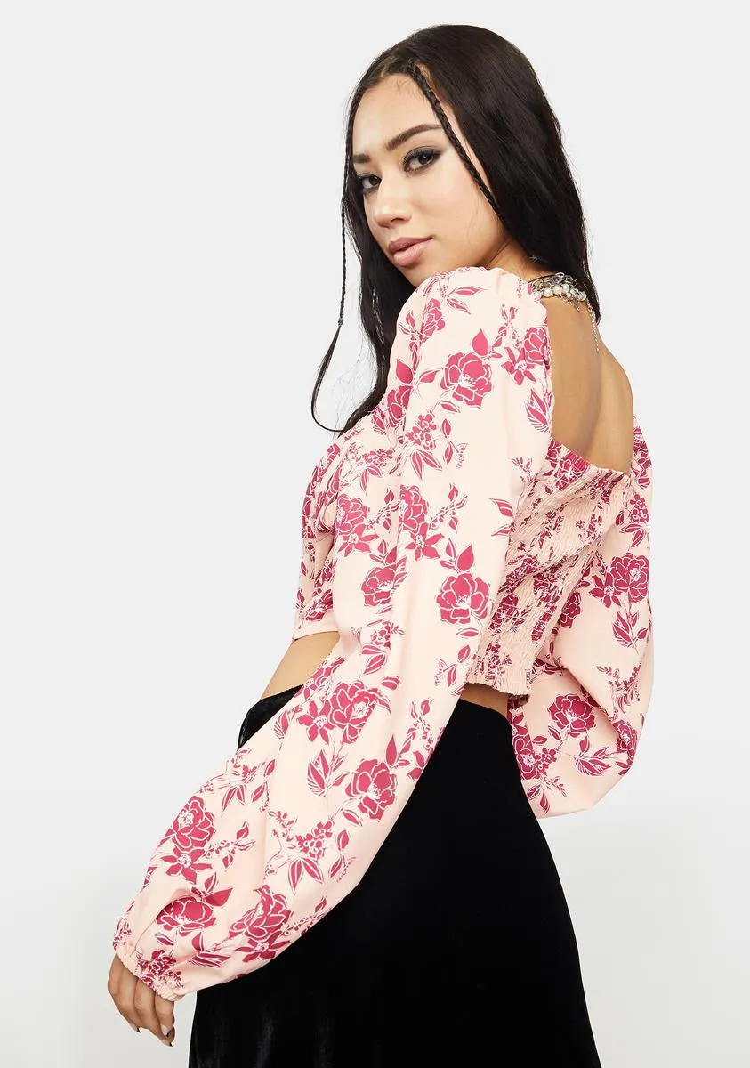 Peach Pink Floral Top sold by Dolls Kill product image thumbnail 4