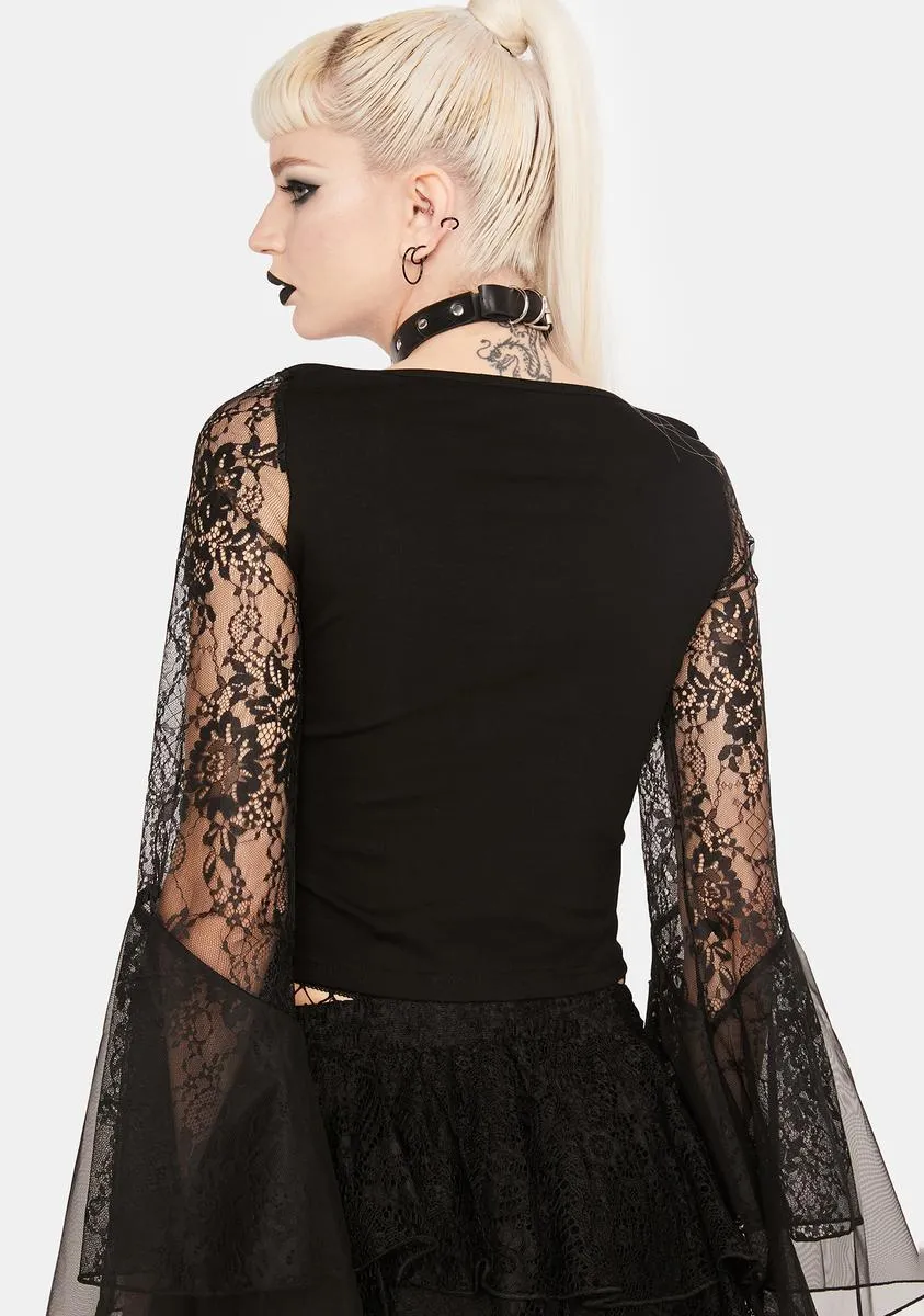Black Lace Sleeve Corset Top sold by Dolls Kill product image thumbnail 4