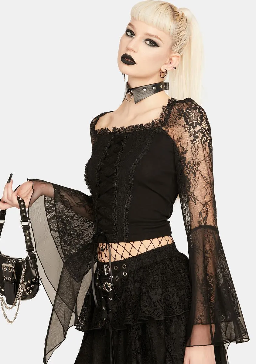 Black Lace Sleeve Corset Top sold by Dolls Kill product image thumbnail 2
