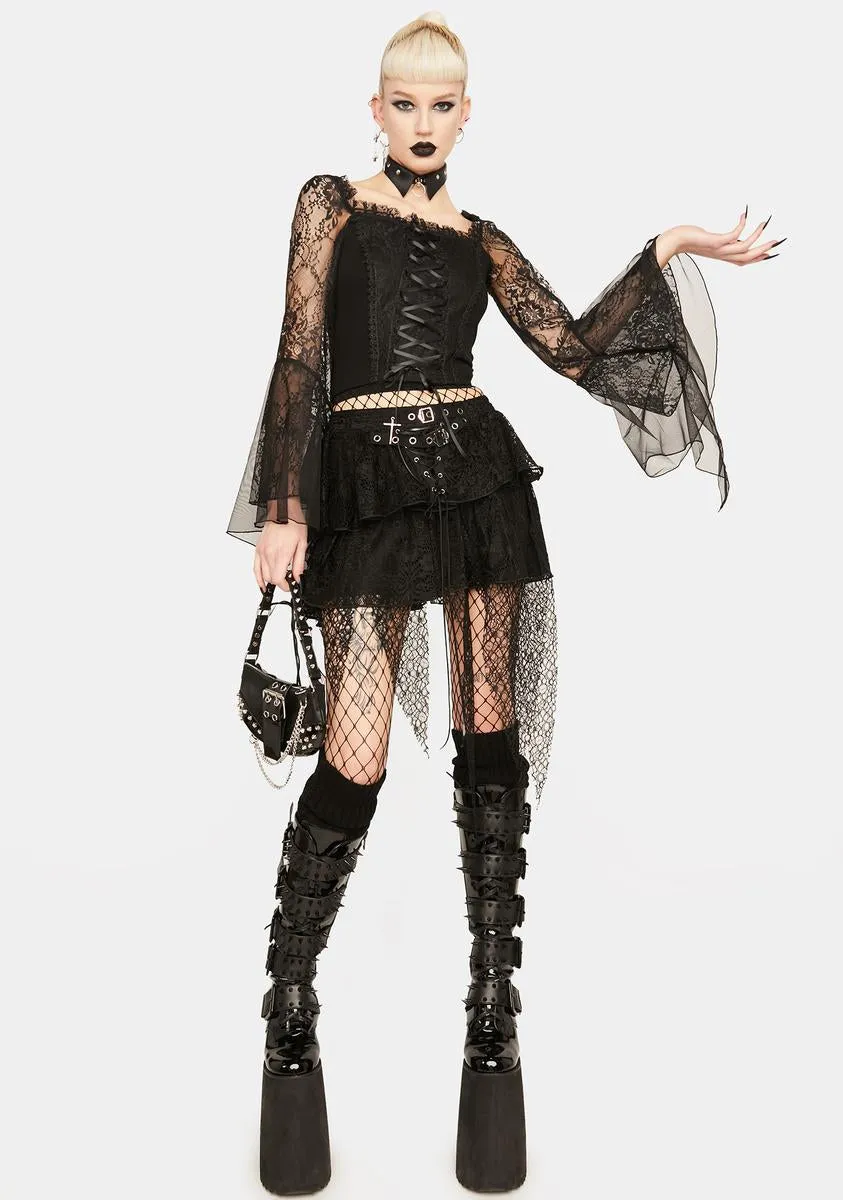 Black Lace Sleeve Corset Top sold by Dolls Kill product image thumbnail 3