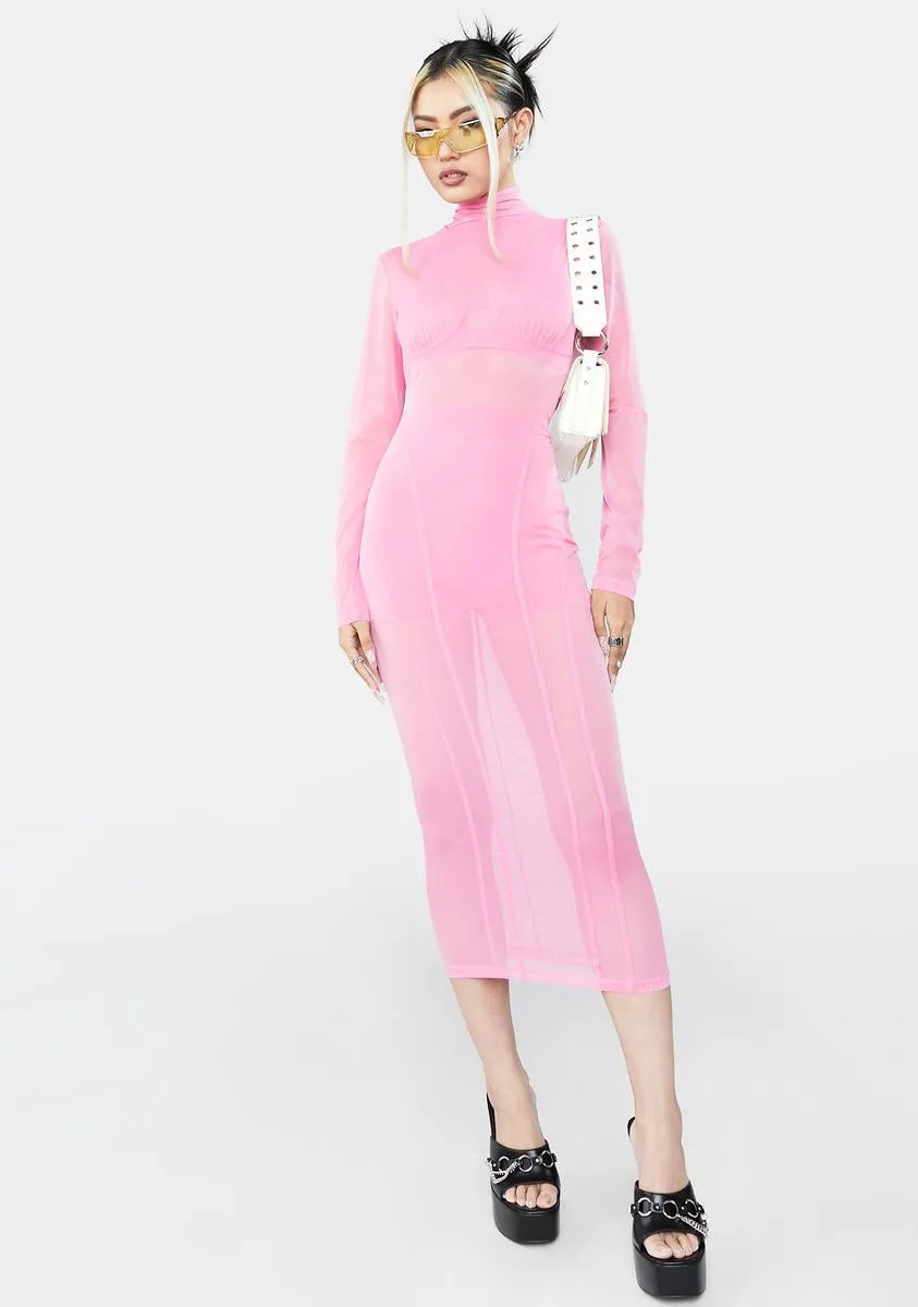 Bubblegum Hot To Touch Mesh Midi Dress sold by Dolls Kill