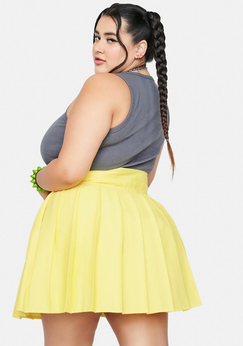 Plus Lemon Just Like Candy Pleated Skirt sold by Dolls Kill product image thumbnail 4