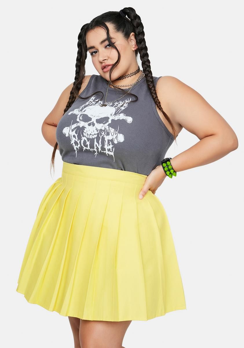 Plus Lemon Just Like Candy Pleated Skirt sold by Dolls Kill product image thumbnail 2