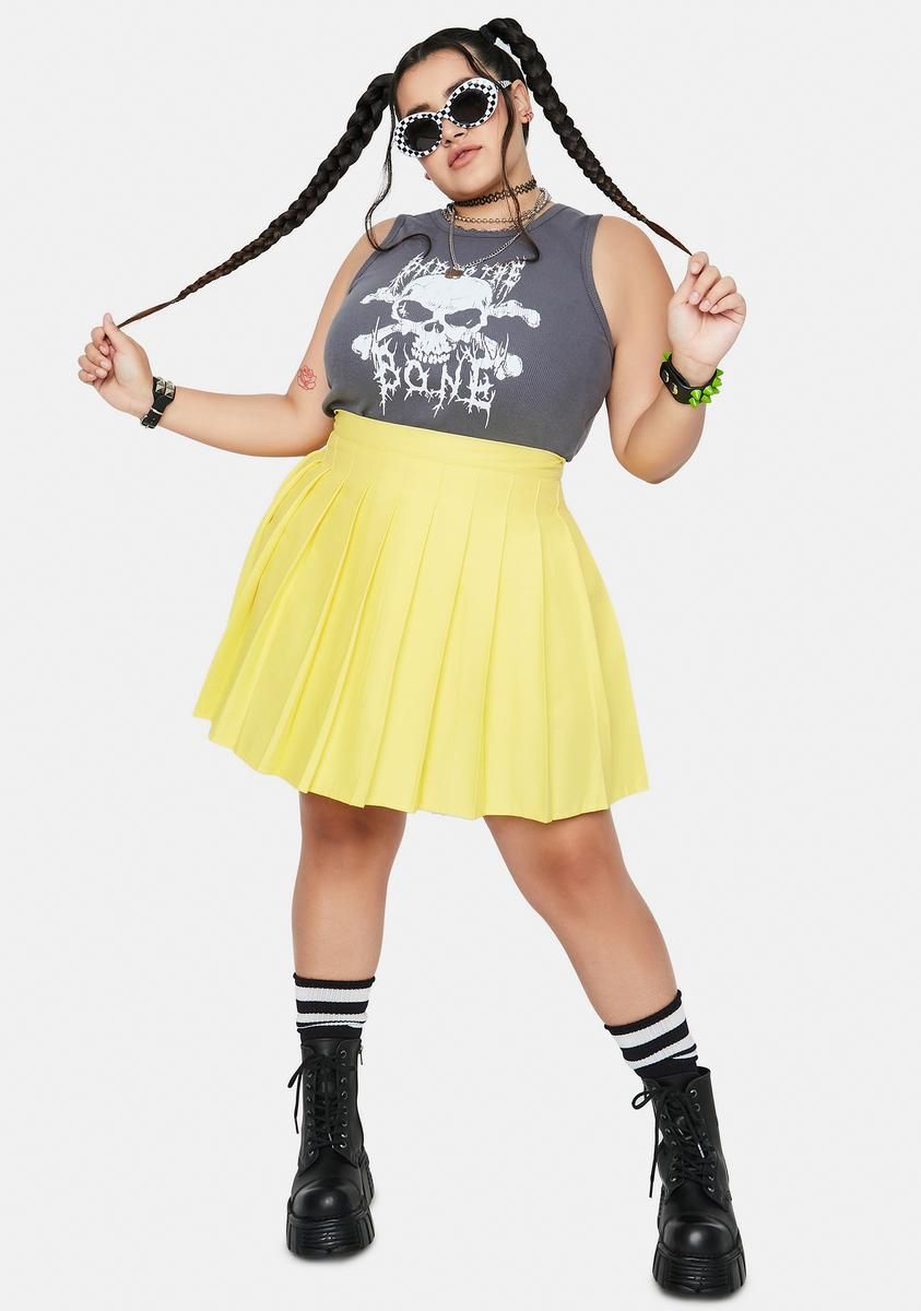 Plus Lemon Just Like Candy Pleated Skirt sold by Dolls Kill product image thumbnail 3