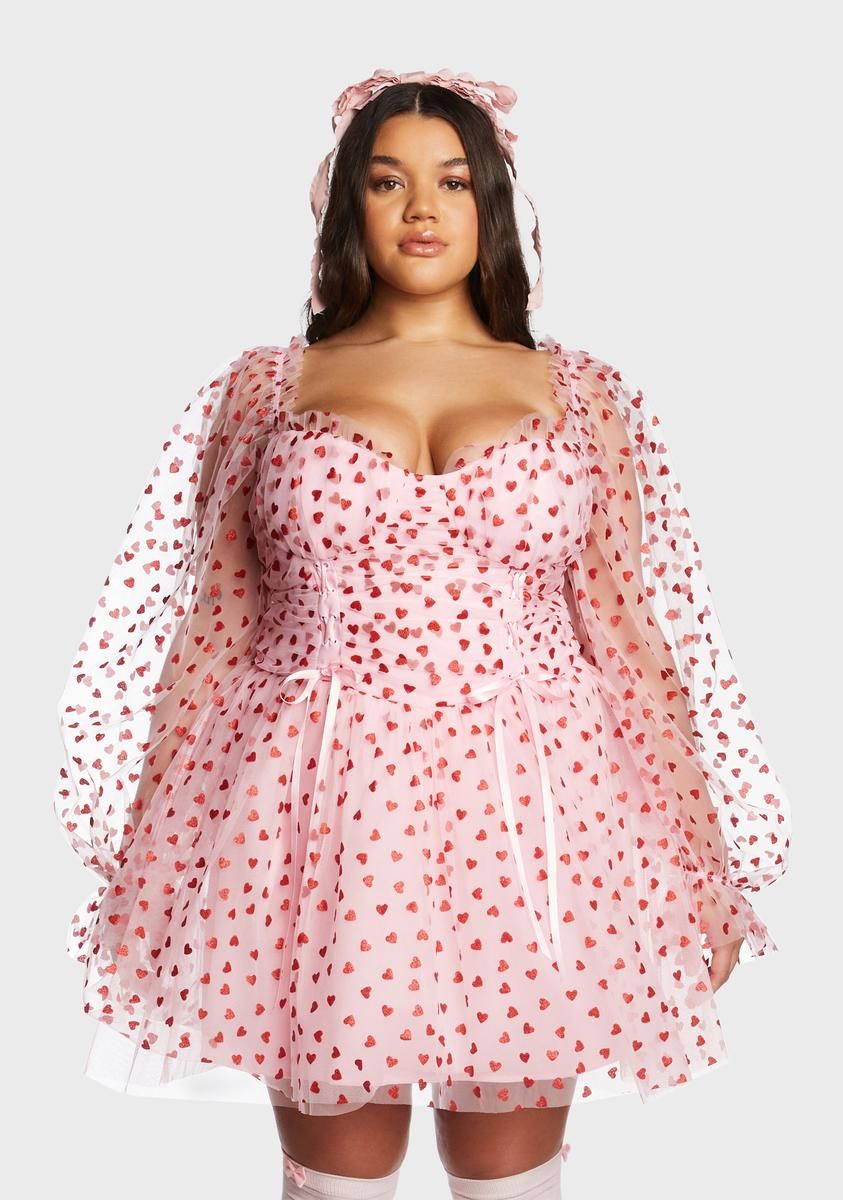 Plus Heavenly Affair Babydoll Dress-Pink sold by Dolls Kill