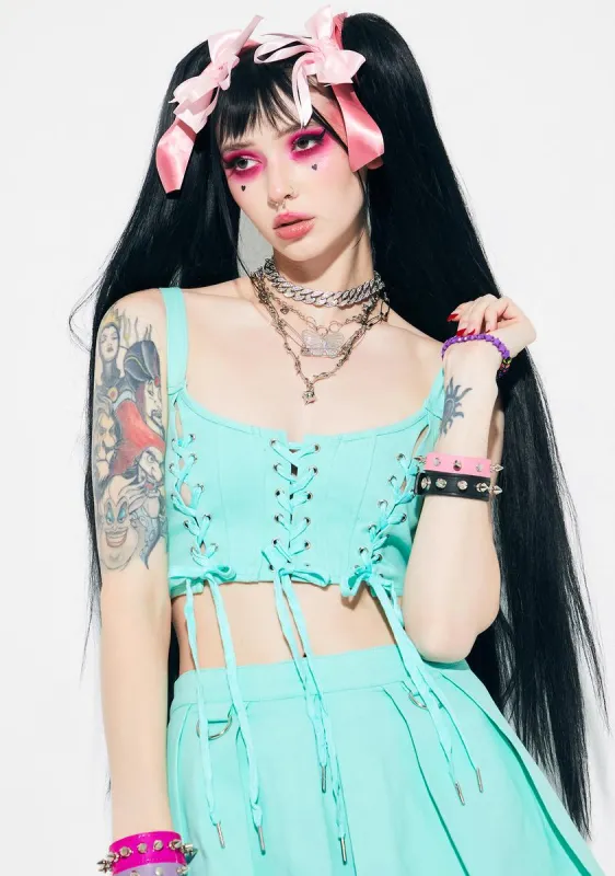 Perfect Strangers Lace Up Corset Top sold by Dolls Kill