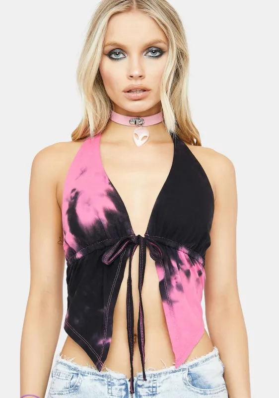 Just Jealousy Tie Front Crop Top sold by Dolls Kill