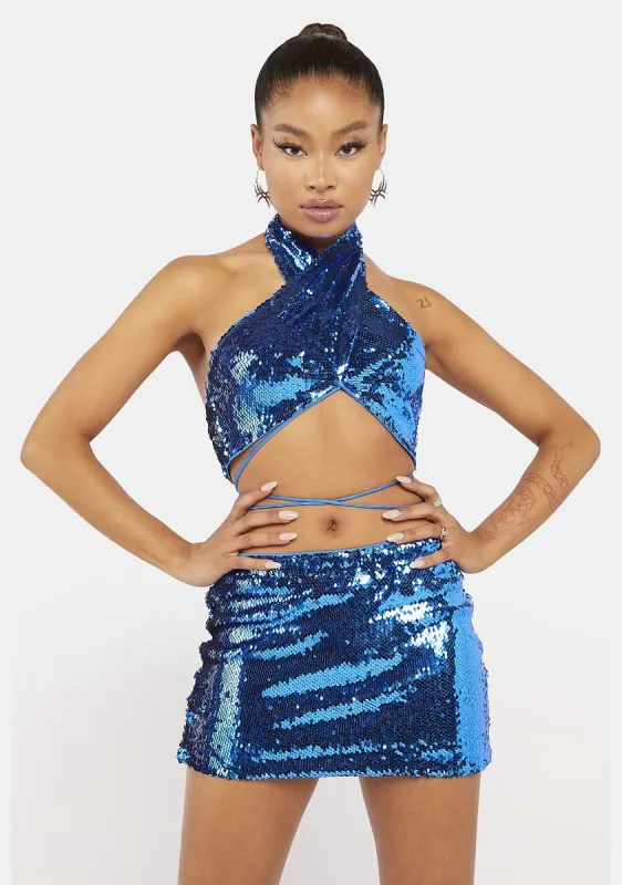 Sapphire Dancefloor Diva Sequin Set sold by Dolls Kill