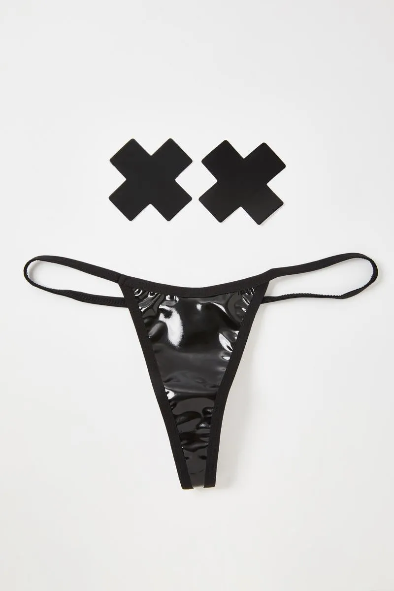 Black Cross Pasties N' Thong Set sold by Dolls Kill product image thumbnail 2