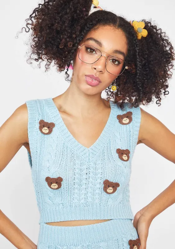 Powder Teddy Time Knit Sweater Vest sold by Dolls Kill