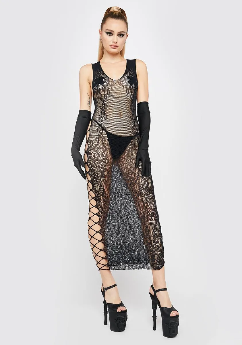 Fallen For You Fishnet Maxi Dress sold by Dolls Kill product image thumbnail 3