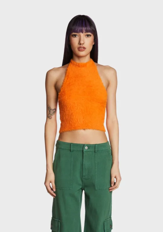 Future Leaning Crop Top - Orange made by Dolls Kill