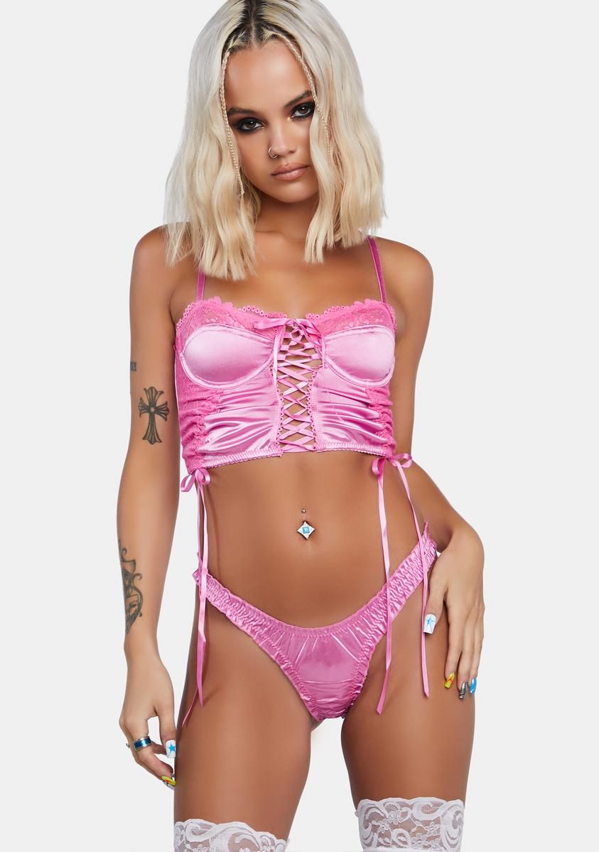 Waiting For You Ruched Bustier Set sold by Dolls Kill