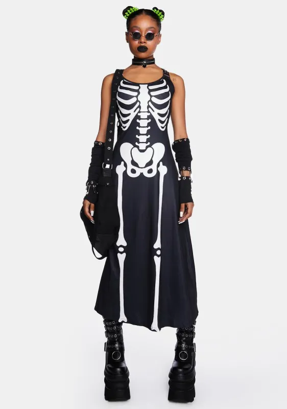 Skeleton Magic Maxi Dress sold by Dolls Kill