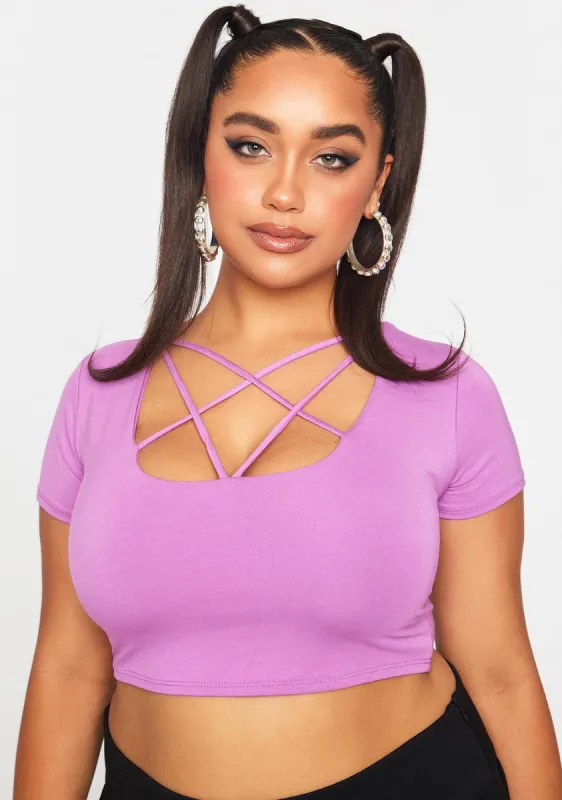 Plus Lavender New Rules Strappy Crop Top sold by Dolls Kill