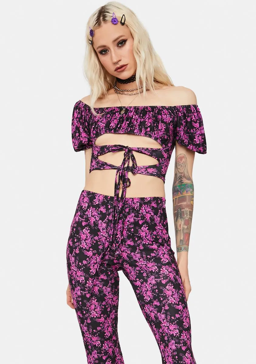 Sunny Side Floral Top & Flares Set sold by Dolls Kill product image thumbnail 2