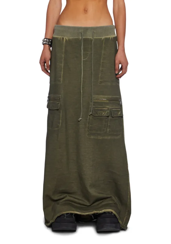 Downbeat Maxi Cargo Skirt - Green sold by Dolls Kill