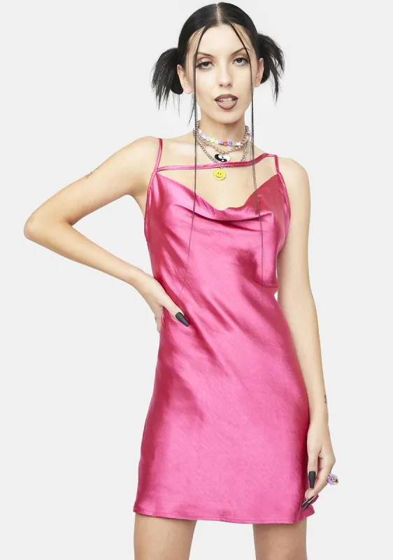 Pink Satin Iza Mini Dress sold by Dolls Kill