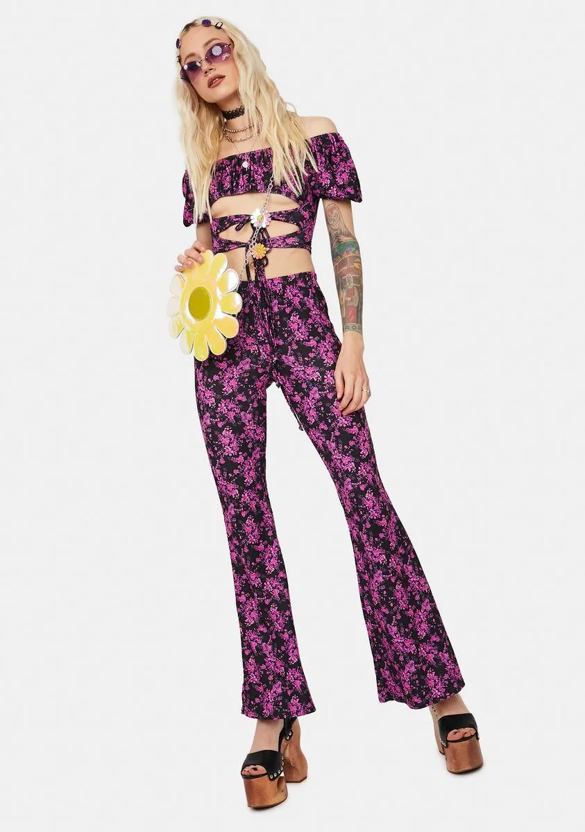 Sunny Side Floral Top & Flares Set sold by Dolls Kill