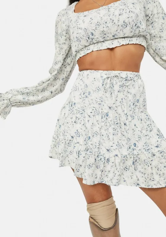 Hidden Cottage Floral Tiered Mini Skirt sold by Dolls Kill