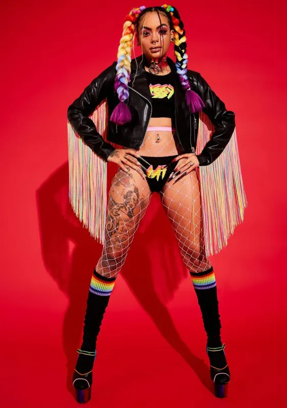 Love Wins Rainbow Fringe Moto Jacket sold by Dolls Kill