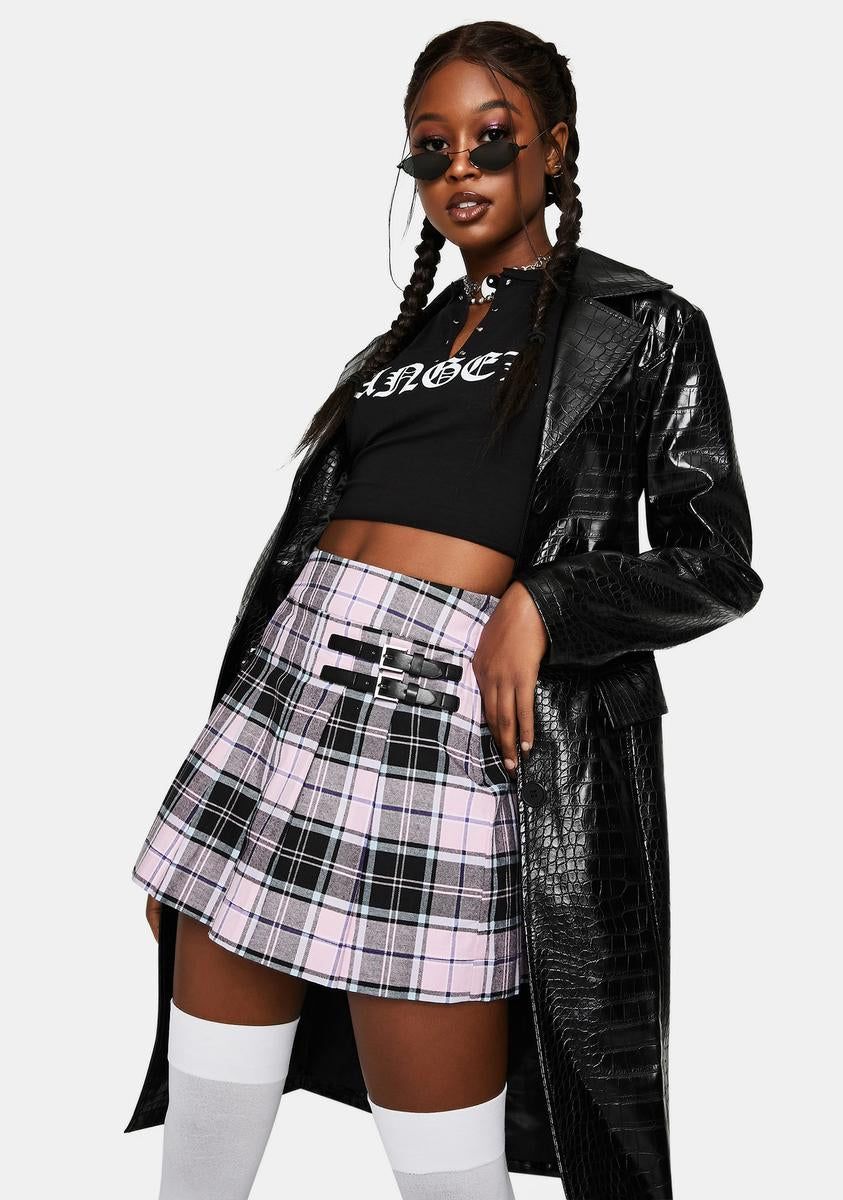 Lindsay Pink Plaid Skort sold by Dolls Kill