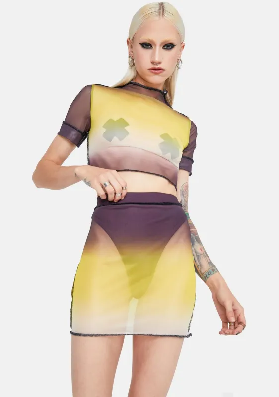 Bright Attention Needed Mini Skirt Set sold by Dolls Kill