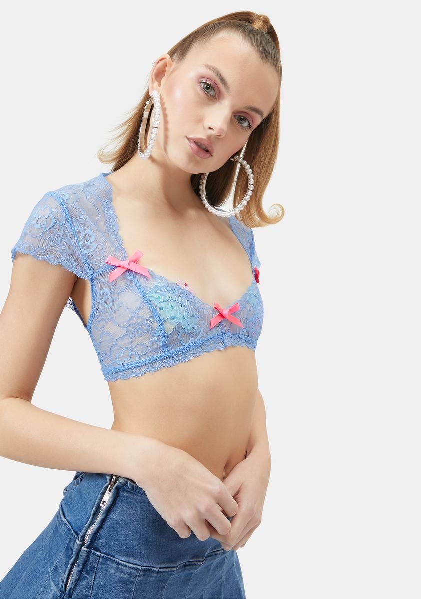 Aqua Portrait Mode Lace Top sold by Dolls Kill product image thumbnail 2