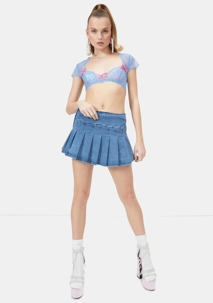 Aqua Portrait Mode Lace Top sold by Dolls Kill product image thumbnail 3