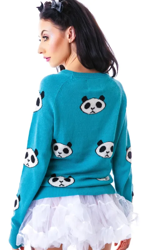 Panda Head Party Sweater sold by Dolls Kill