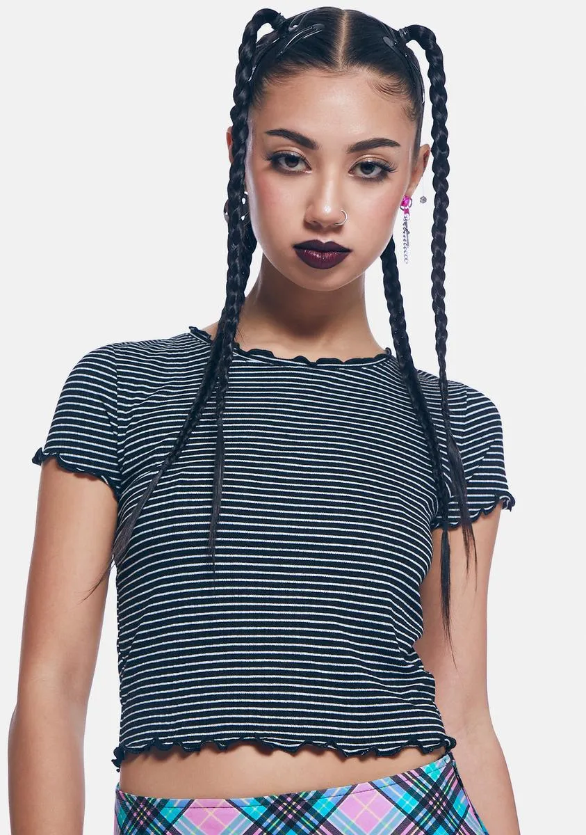 Really A Friend Striped Lettuce Trim Top sold by Dolls Kill