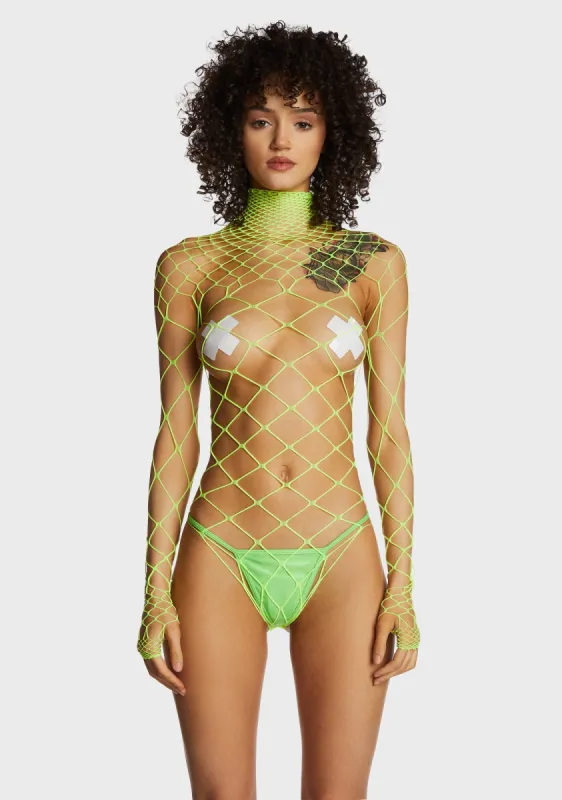 Punk Neon Fishnet Bodysuit sold by Dolls Kill