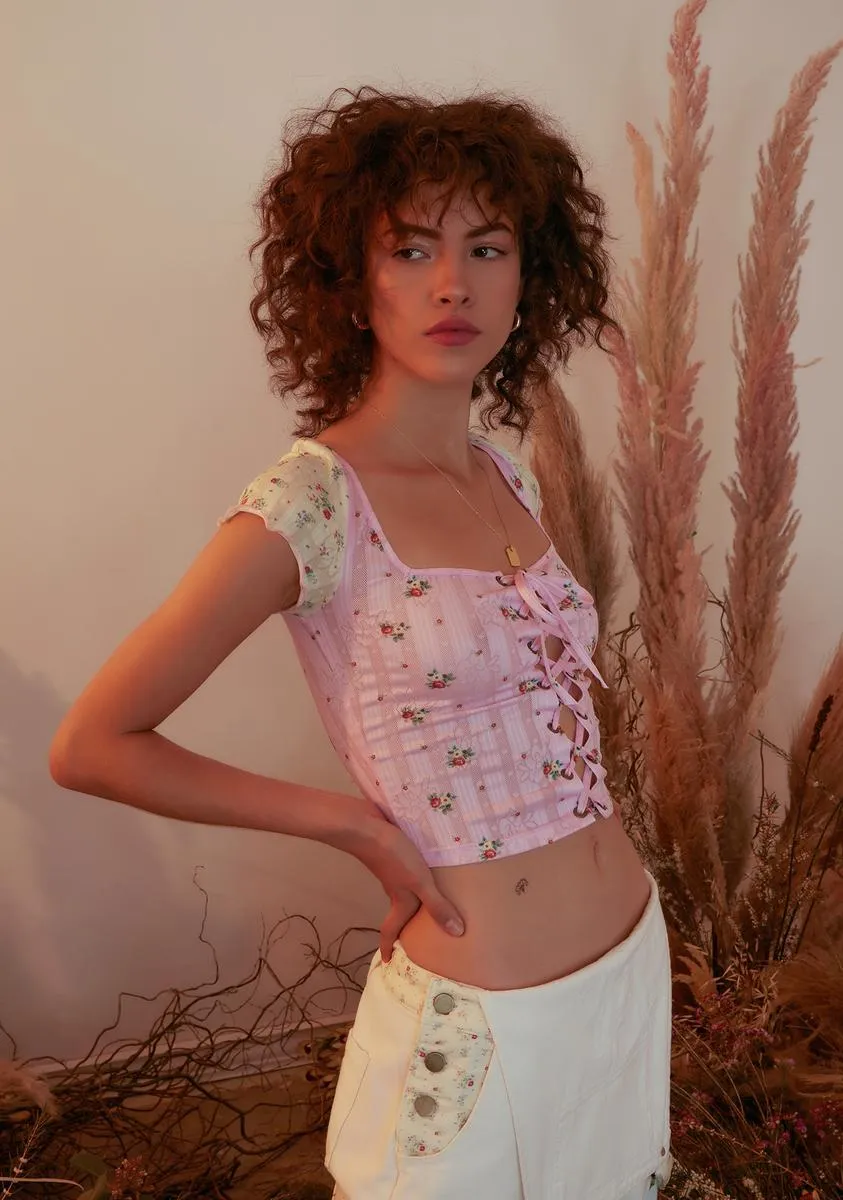 Round The Rosy Lace-Up Tee sold by Dolls Kill product image thumbnail 2