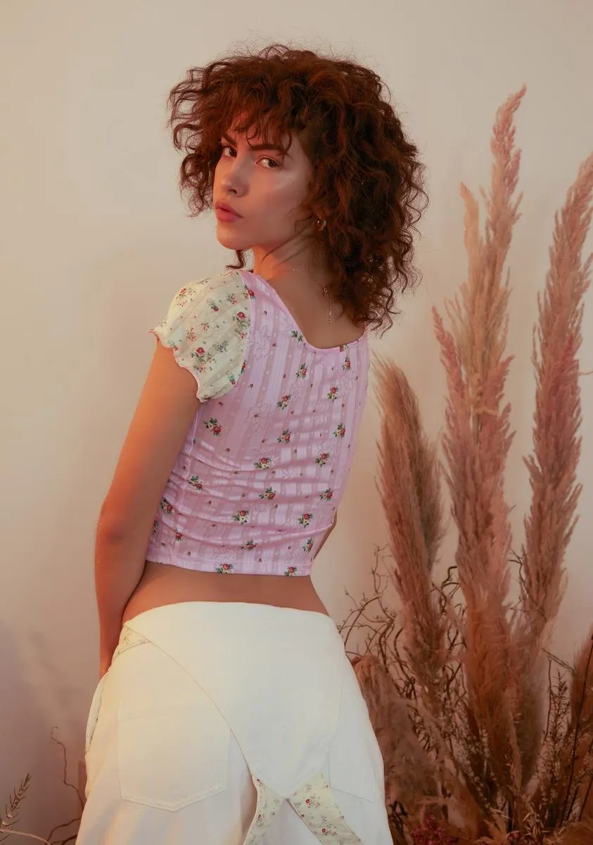 Round The Rosy Lace-Up Tee sold by Dolls Kill product image thumbnail 4