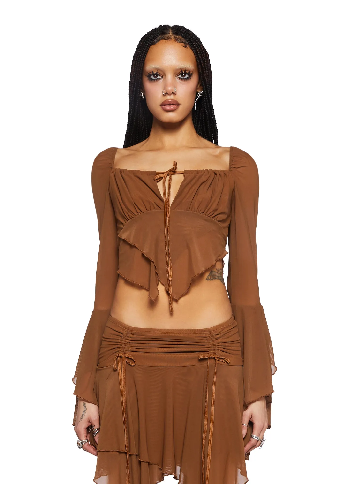Wild Attraction Mesh Top- Brown sold by Dolls Kill