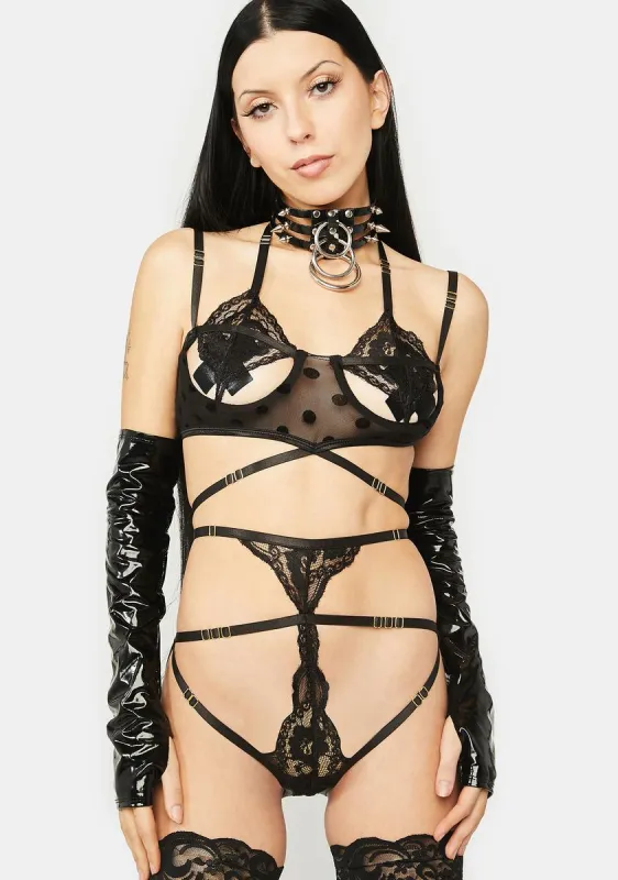 Dotty Strappy Lingerie Set sold by Dolls Kill