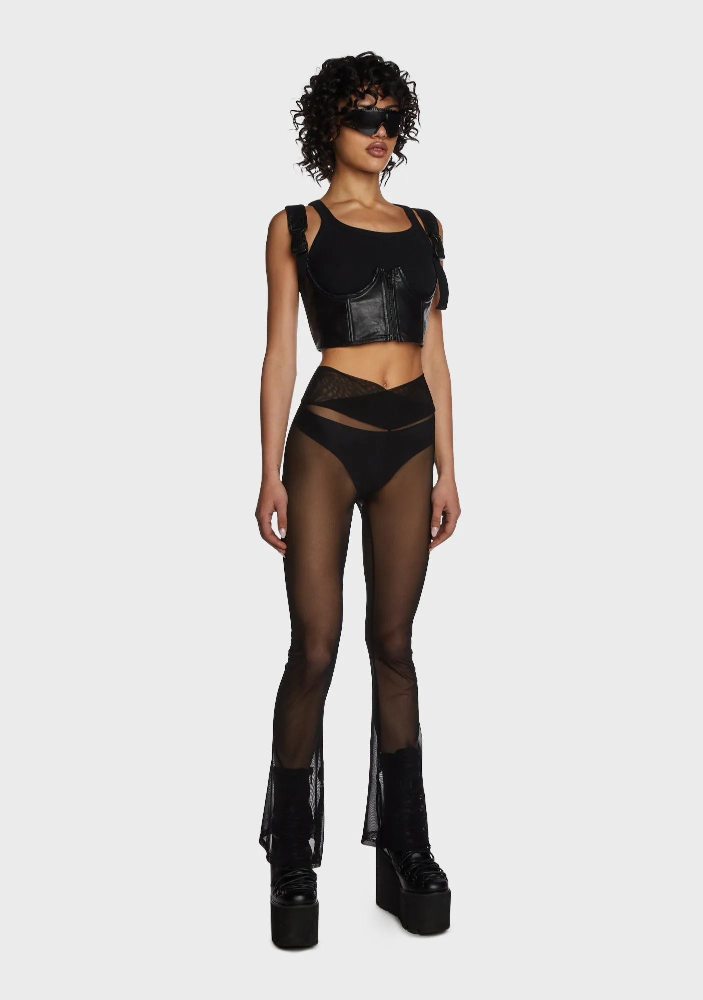Candid Trends Mesh Flares - Black sold by Dolls Kill product image thumbnail 5