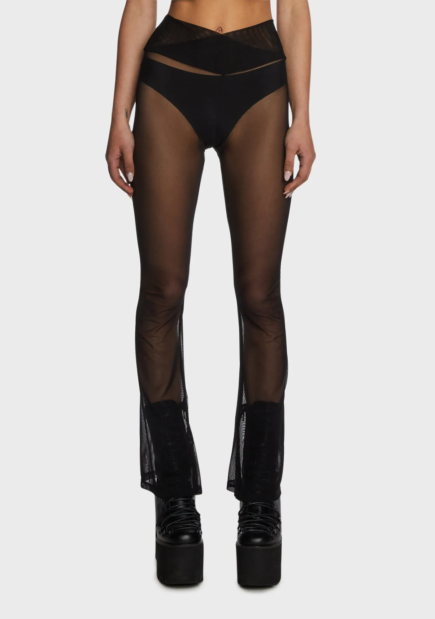 Candid Trends Mesh Flares - Black sold by Dolls Kill