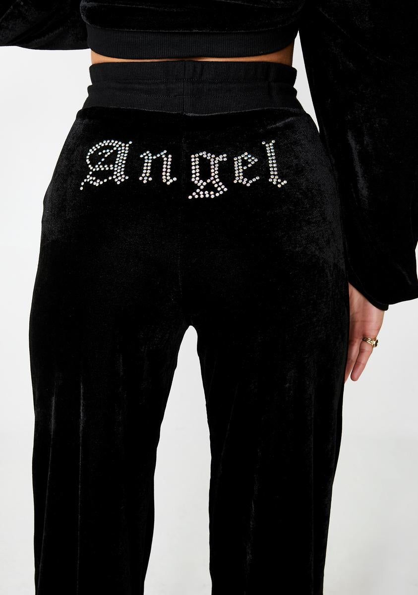 Angel Diamante Wide Leg Joggers sold by Dolls Kill