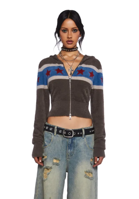 Let’s Ditch Fuzzy Hoodie sold by Dolls Kill