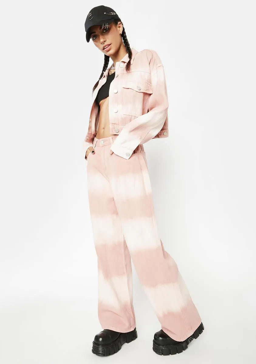 Pink Tones Tie Dye Mid Rise Baggy Wide Leg Jeans sold by Dolls Kill product image thumbnail 3