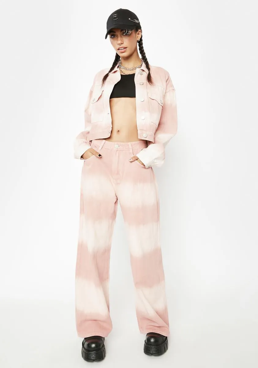 Pink Tones Tie Dye Mid Rise Baggy Wide Leg Jeans sold by Dolls Kill product image thumbnail 2