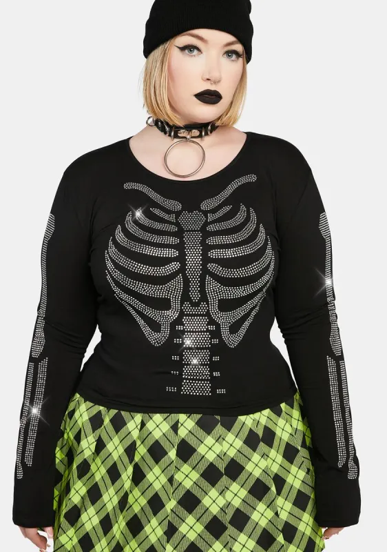 Plus Goin' Tibia Okay Skeleton Long Sleeve Top sold by Dolls Kill