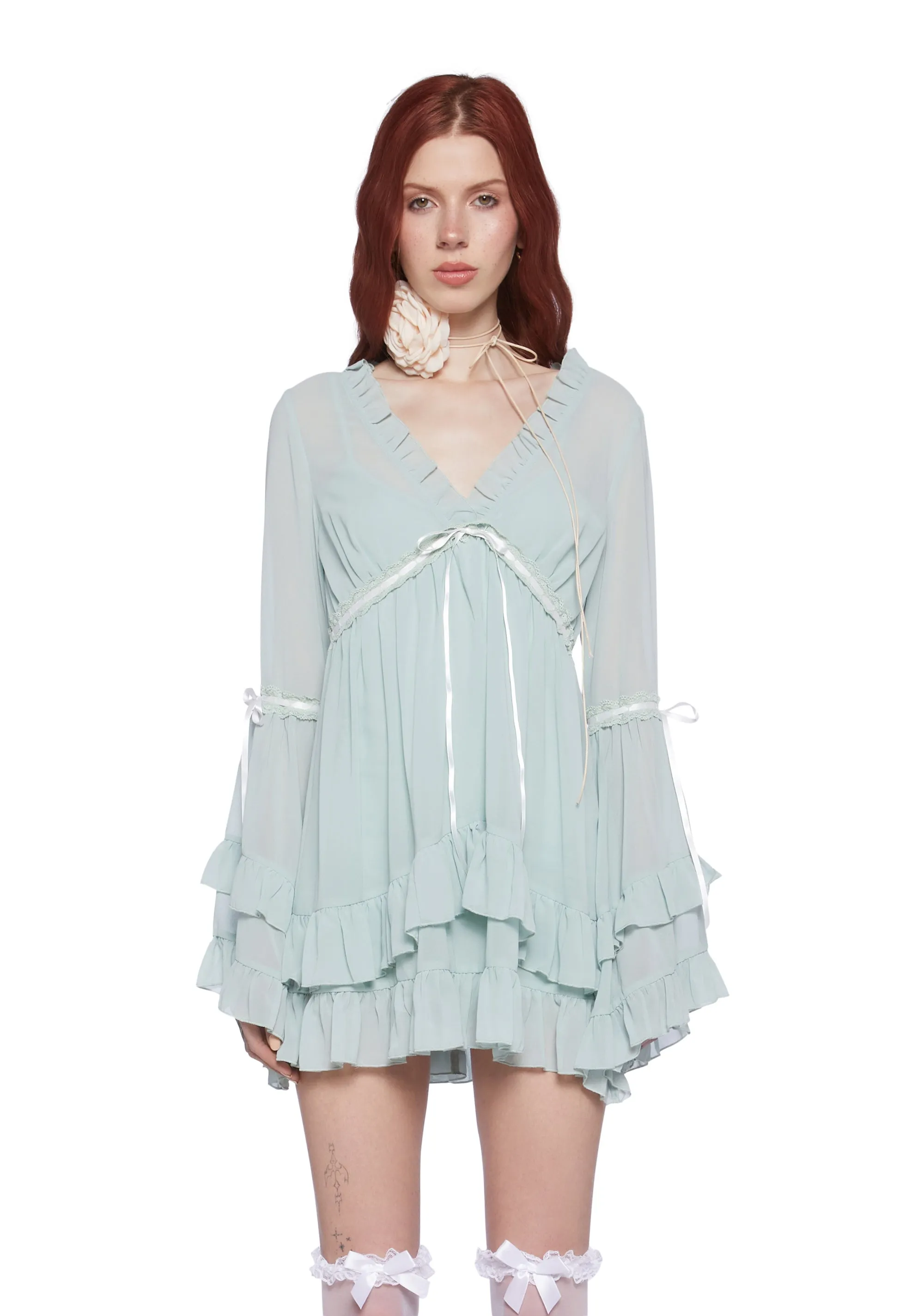 Real Divinity Mini Dress - Sage sold by Dolls Kill